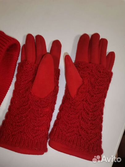 Комплект берет и перчатки шерсть