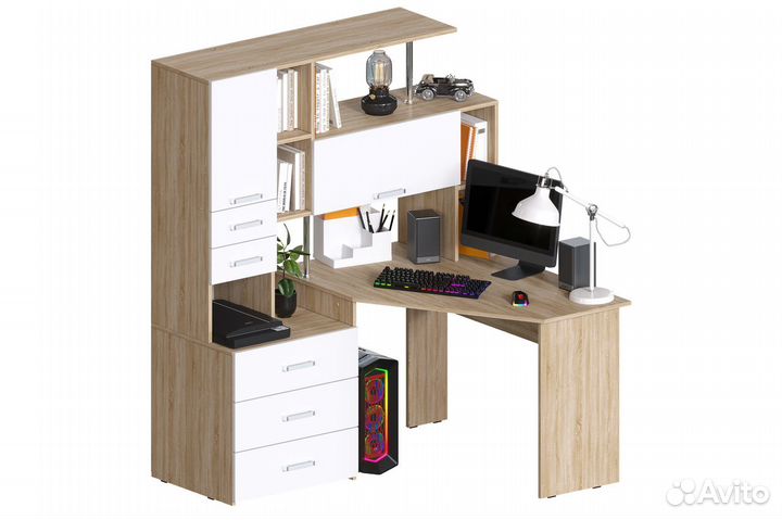 Компьютерный стол угловой с надстройкой