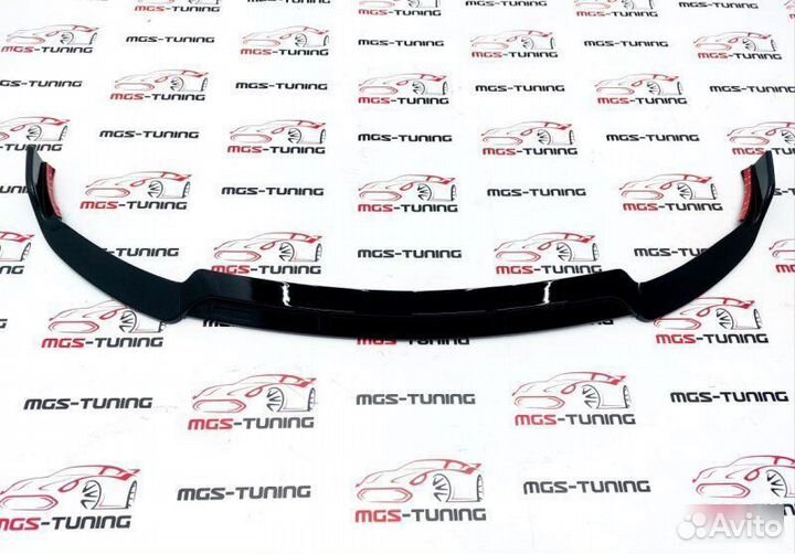 Губа переднего бампера W205 рест черный глянец