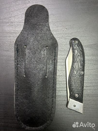 Нож складной, новый, кожанный чехол