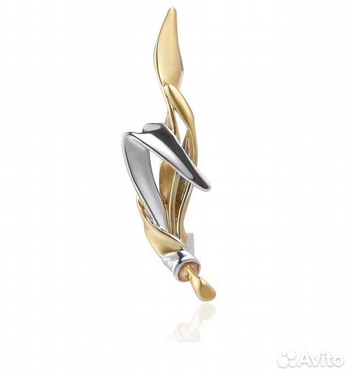 Премиум Брошь Лилия Два Цвета позолота