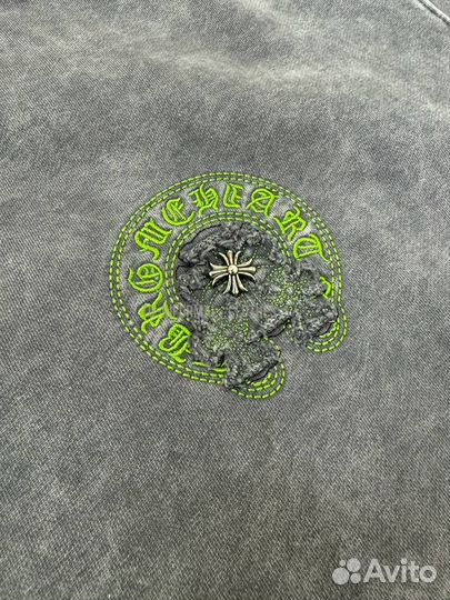 Свитшот Chrome Hearts серый с зеленым
