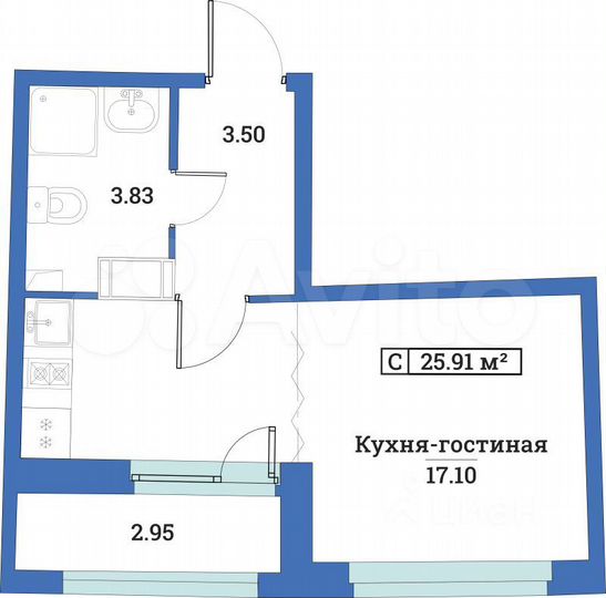 Квартира-студия, 26 м², 10/18 эт.