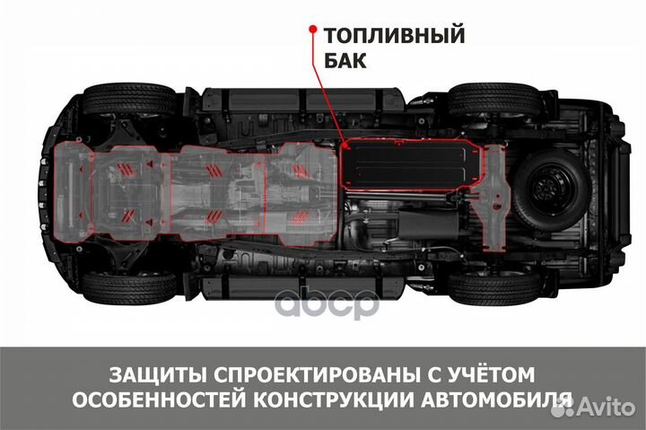 Защита топливного бака + комплект крепежа, Авто