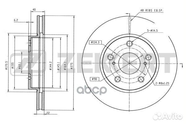Диск торм. перед. Toyota Auris (E150) 07- Coro