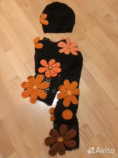 Комплект шапка и шарф шерсть