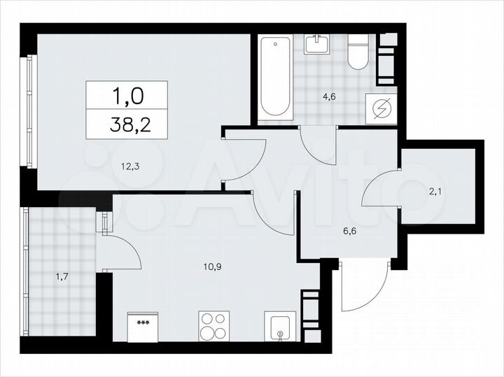 1-к. квартира, 38,2 м², 3/9 эт.