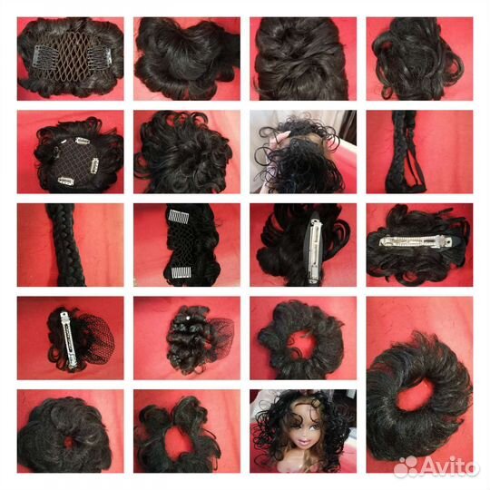 Парики, накладки и заколки волосяные