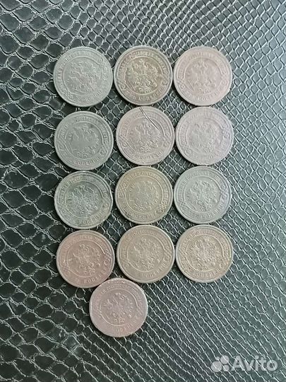 Лот царских трёхкопеечных монет-погодовок. 13 шт