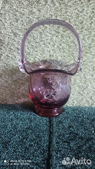 Ваза конфетница из цветного стекла СССР