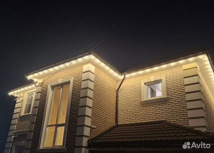 Украшенние домов гирляндами Уличными