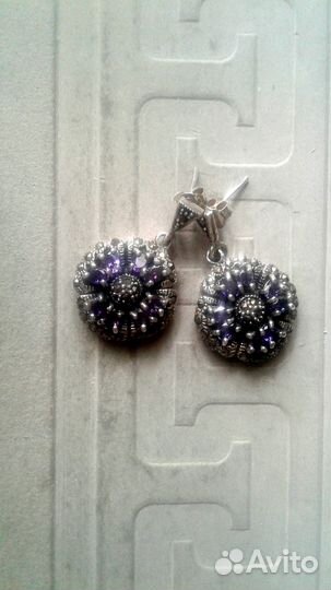 Серьги чернёное серебро 925 с аметистами