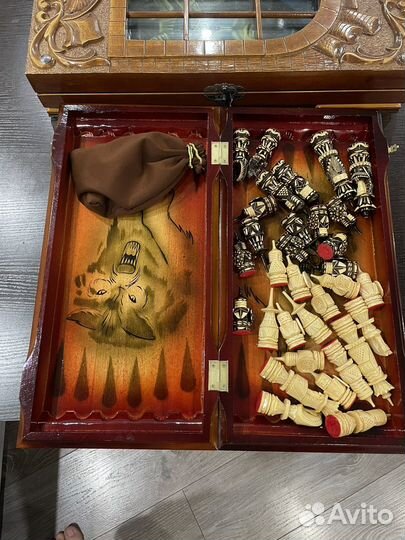 Шахматы нарды шашки 3 в 1 ручной работы