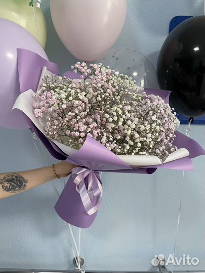 Букет гипсофила подарок живые цветы шары