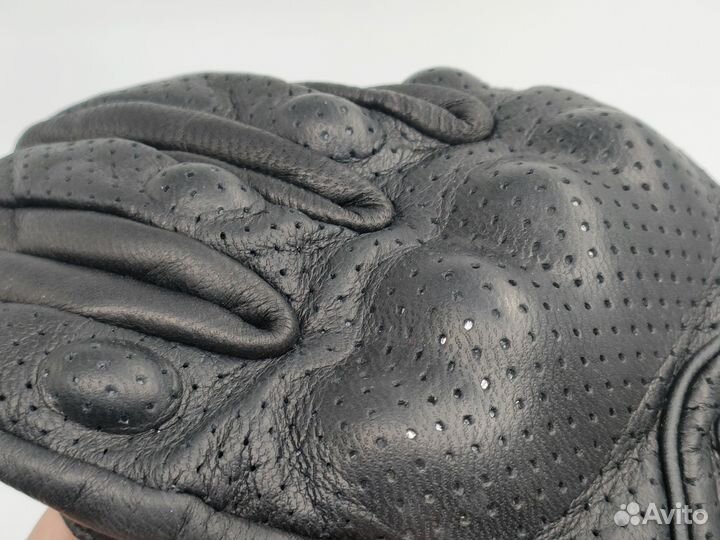 Мото перчатки кожаные