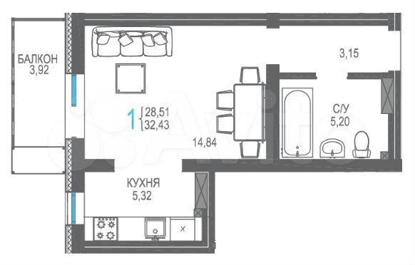 Квартира-студия, 37 м², 7/16 эт.