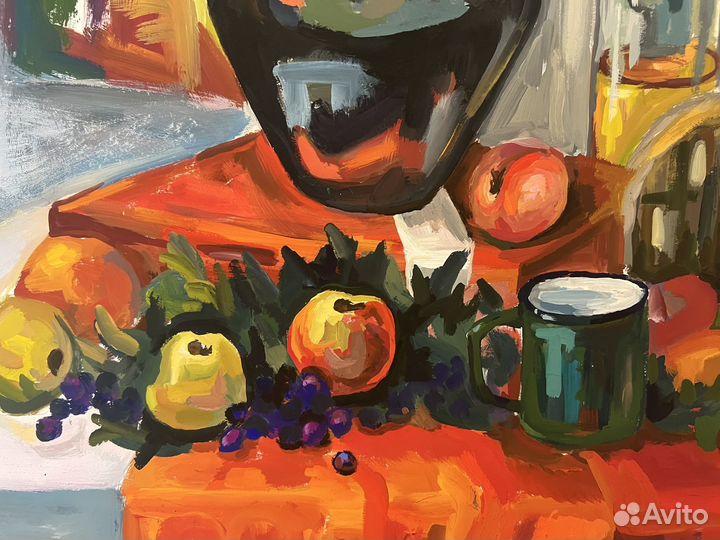 Живопись натюрморт с яблоками