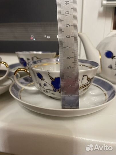 Сервиз чайный синие маки дулево