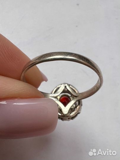 Серебряное кольцо 925 винтаж под гранат