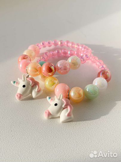 Набор из 2х детских браслетов с единорогом