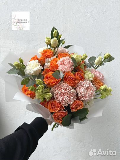 Букет цветов Пионовидная роза Гортензия Матиолла