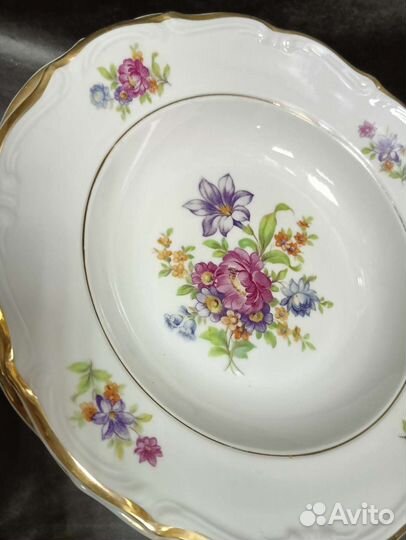 Тарелки суповые комплект мейсенский букет