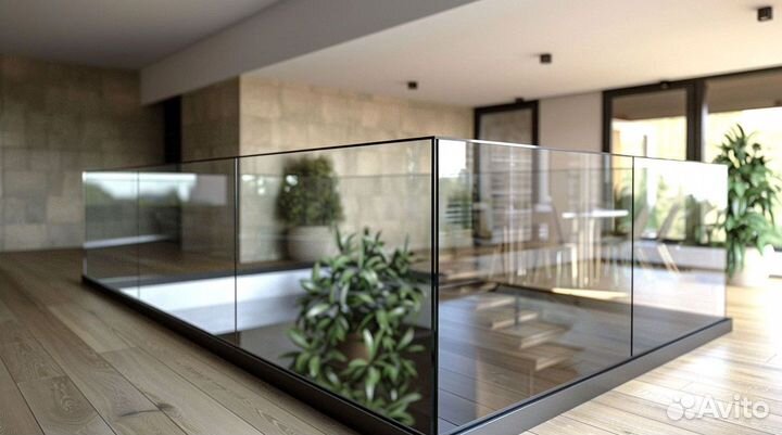 Ограждение для лестницы стеклянное