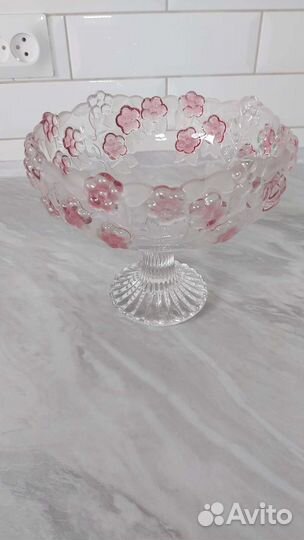 Большая хрустальная ваза для фруктов