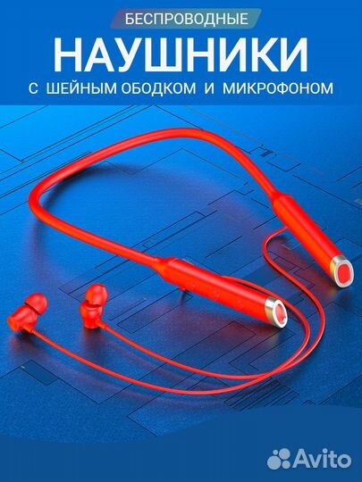 Наушники беспроводные с шейным ободком и микрофоно