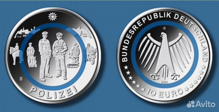 Монета Германия 10 евро Полиция