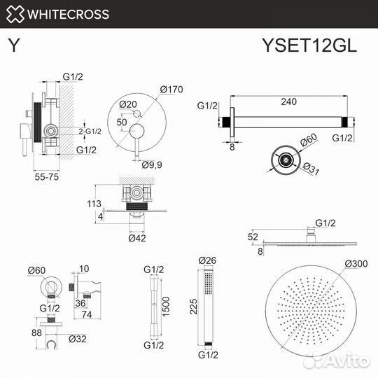 Whitecross yset12GL Смеситель скрытого