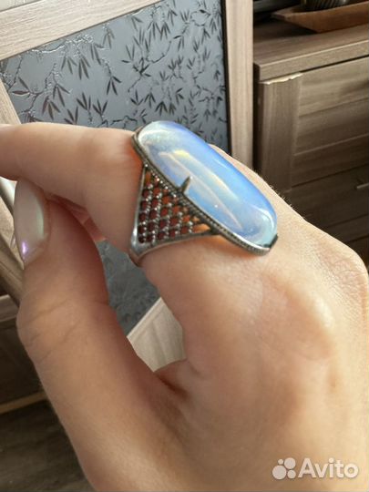 Кольцо и серьги - лунный камень