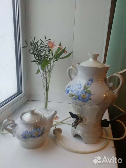 Фарфоровый самовар и чайник СССР