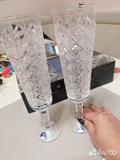 Хрустальные свадебные фужеры новые СССР