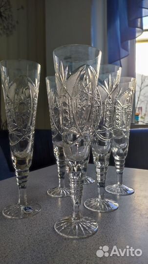 Хрустальные фужеры для шампанского 24 см