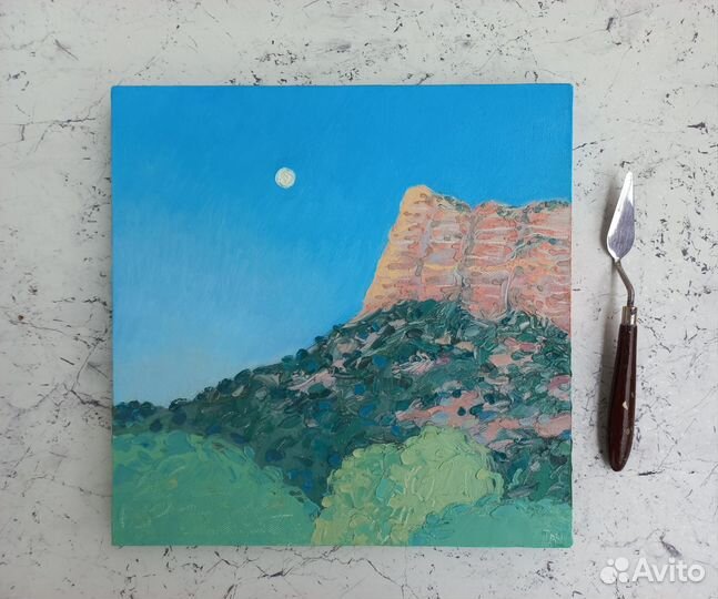 Крымский пейзаж картина маслом на холсте 30х30 см