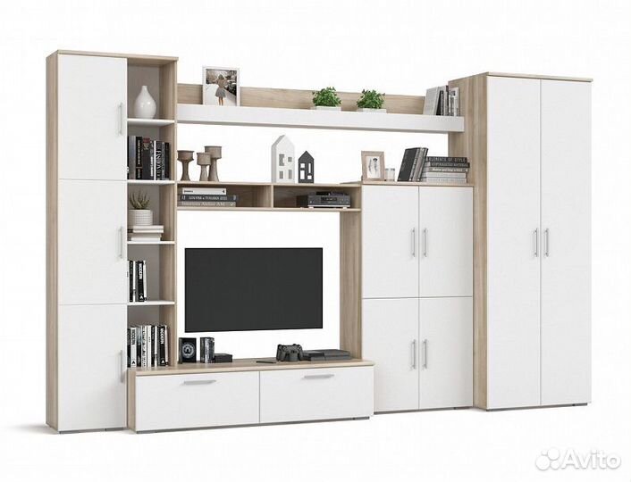 Шкаф-стенка Мальта цвет сонома белая
