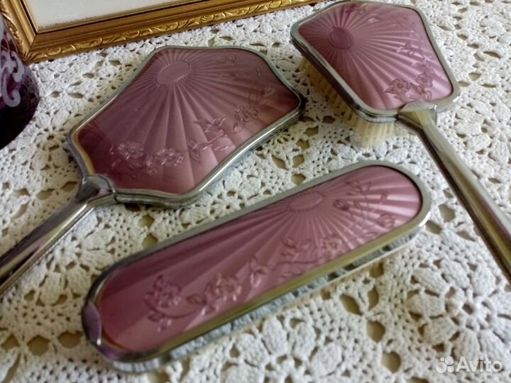 Зеркало расческа щётка набор женский винтаж Англия