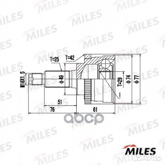 Шрус miles шрус suzuki baleno/liana 1.3-1.6 98
