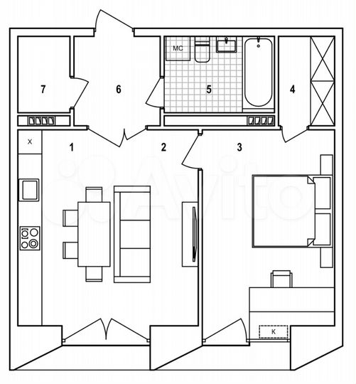 2-к. квартира, 53,8 м², 7/18 эт.