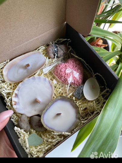 Массажные соевые свечи в раковинах и мыло арома