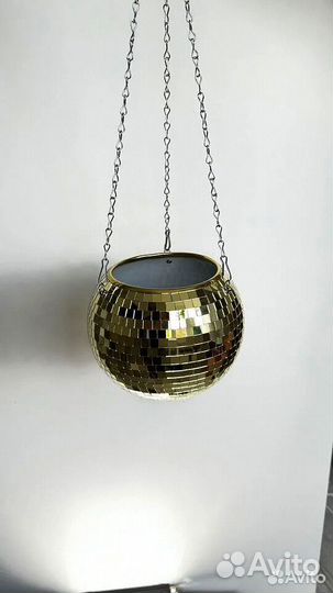 Кашпо из диско шара / кашпо из зеркальной мозаики