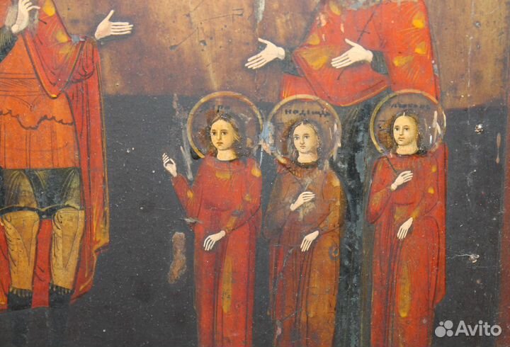 Икона Святой Христофор и Вера, Надежда, Любовь