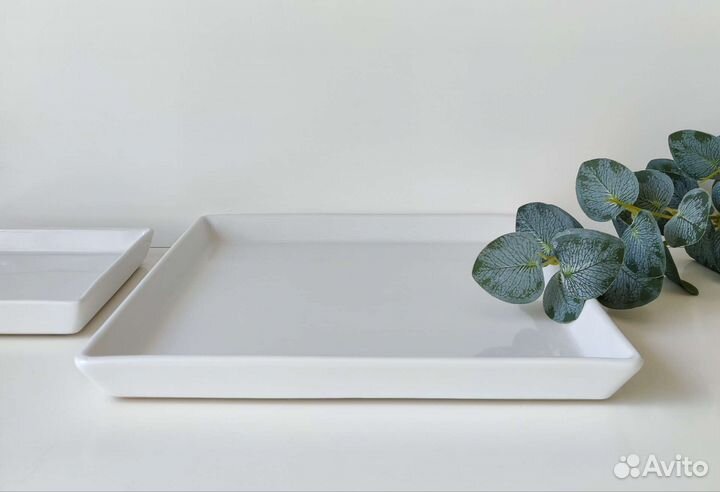 Поднос тарелка белая квадратная IKEA