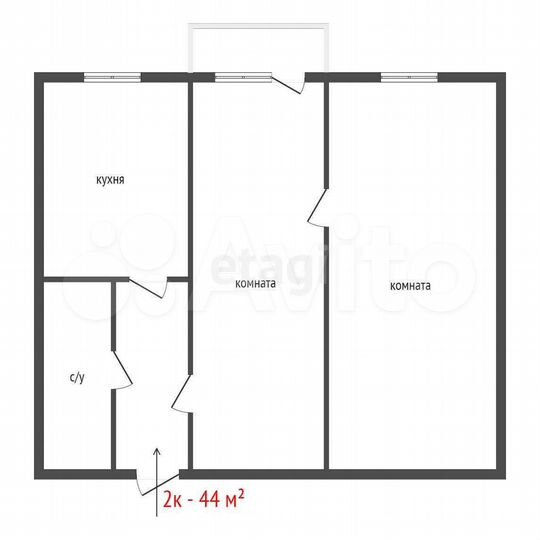 2-к. квартира, 44 м², 4/4 эт.