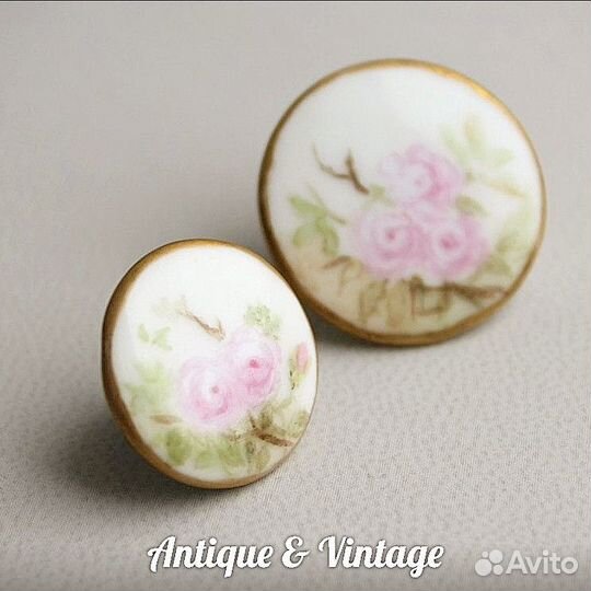Антикварные фарфоровые пуговицы 5 шт