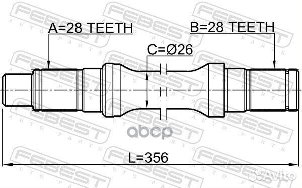 Полуось левая 28X356X28 mazda BT-50 UN 2006-201