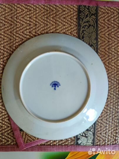 Тарелка синяя Птица Феникс, Середина хх века