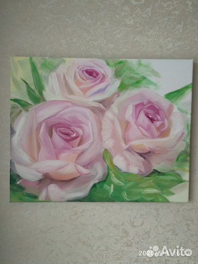 Картина масло розы