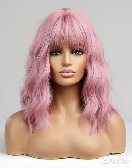 Парик розовый каре новый